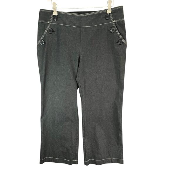 Robert Louis Y2K Jeans Womens 12 Black Chambray Wide Leg Utilitarian Retro Pants - Picture 1 of 15